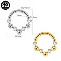 G23 Titan Septum Clicker mit Herz und Zirkonia Akzenten in Silber und Gold finish - Heart Zirconia Pave Style (#-10)