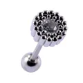 Minimalist silver flower ear bone stud with clear zircon and stainless steel barbell - 20G Thin Needle (0.8*6*3mm) / Zirconia Sunflower Shape (10#)