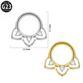 G23 titanium hart kroon septum clicker ring met heldere zirkoon in goud en zilver afwerking - Drie Harten Kroon Stijl (#-9)