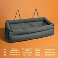 Tableau des tailles détaillé pour siège auto lavable gris foncé pour chiens et chats - Canapé Lit Long / Taille XL (115x54x31cm) / Bleu foncé