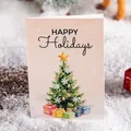 Festive Christmas greeting card featuring watercolor tree and Happy Holidays message - Christmas Tree Style / 11.5x8.5cm