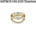 Vergoldeter G23 Titan Septum-Ring mit dreireihigem weißen Zirkonia-Stein-Besatz de luxe - Gold (NO4)
