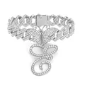 Iced Out Silberne Panzerkette Fußkettchen mit Strass Schmetterling und Buchstabe E - Buchstabe E Stil / Silber