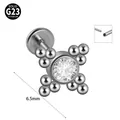 G23 σκουλαρίκι labret από τιτάνιο με κρυστάλλινο κέντρο και σφαιρικό μοτίβο πετάλων - Στυλ Σταυρολούλουδο Ζιρκόνια (#10)