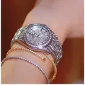 Luxury silver women's watch with full diamond starry sky dial and matching bracelets. - Iced Out Starry Sky (FA1643) / Classic Silver
