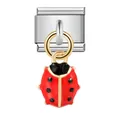 Dettaglio di un ciondolo a forma di coccinella rossa per bracciale modulare italiano - Stile Coccinella (ICG244)