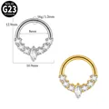 Hochwertiger G23 Titan Scharnier Segmentring mit Marquise- und rundem Zirkonia Besatz - Marquise Round Combination Style (#-11)