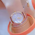 Reloj de lujo BS Bee Sister con diamantes para mujer y juego de pulseras de tenis - Oro y Plata