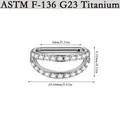 Septum-Ring aus G23 Titan mit weißen Zirkonia-Steinen und 8 mm Innendurchmesser - Stahlfarbe D-Form (NO5)