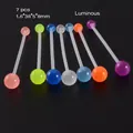 Set de 7 piercings en acrylique lumineux avec barres longues de couleurs - Style NO 2