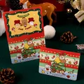 Festive cartoon Christmas greeting card featuring cute reindeer and tree illustrations - Reindeer Decorating Christmas Tree