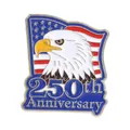 Spilla in metallo vintage con aquila calva per il 250° anniversario per zaini e vestiti - Stile Commemorativo Aquila e Bandiera (QHXZ6145)