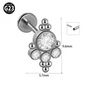 G23 τιτάνιο σκουλαρίκι labret με διάφανα ζιργκόν σε κομψό λουλουδάτο σχέδιο 9.6mm - Στυλ Τριγωνικού Συμπλέγματος Λουλουδιών (#11)