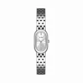 Elegante reloj de acero inoxidable plateado con esfera ovalada vintage y brazalete - Plata