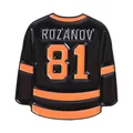 Black and orange hockey jersey enamel pin with Rozanov 81 text for clothing accessory - Rozanov 81 / Black Style (QHXZ6137)