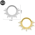 Hypoallergene G23 titanium septumringen met zirconia steentjes in zilver en goud kleur - Halfcirkelvormige Stralende Stijl (#-11)