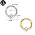 G23 Titan Zirkonia Segmentring Nasenpiercing 8mm in Gold und Silber - Baguette V-Shape Spike Style (#-12)