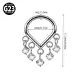 G23 titanium septum clicker with V-shape zircon tassels in 16G silver finish - 5-Bead Tassel Style (NO-2) / 1.2*8mm / Silver