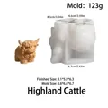 Highland cow silicone mold for resin crafting showing finished size and mold weight - Highland Cow Mold