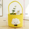 Cute yellow cotton rope woven basket with cloud design for gift and storage - Yellow - Cloud