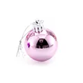 Bola de Navidad decorativa rosa brillante con cordel plateado para el árbol festivo - 20cm / Superficie Brillante / Rosa