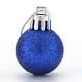 Blue glitter Christmas ball ornament with silver cap for holiday tree decoration - 3cm / Glitter Ball / Sapphire Blue