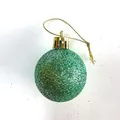 Festive green glitter Christmas ball ornament with gold hanging string for holiday trees - 3cm / Glitter Ball / Mint Green