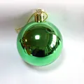 Shiny green Christmas ball ornament with gold string for holiday tree decoration - 3cm / Polished Finish / Mint Green
