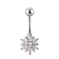 Piercing de ombligo de acero inoxidable plateado con flor de circonita brillante - 1.6*10mm / E-Estilo Floral Marquesa