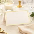 Elegant white wedding place card with gold foil border for table seating arrangements - Single-Sided Foil Dual-Faced / White
