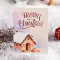 Creative Christmas greeting card featuring a watercolor snowy house illustration and text - Snow House Style / 11.5x8.5cm