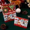 Red and blue cartoon Christmas greeting cards featuring cute bear and dog design - Bear and Puppy Holding Apple