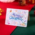 Hand-drawn foldable Christmas greeting card with Merry Christmas text and icons - Soft Blue Heart Border Style (80178)