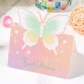 Elegante tarjeta de felicitación mariposa 3D Morandi con mensaje de Best Wishes - Sueño Rosa Azul (Best wishes) / Tarjeta Única 80166