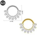 G23 titanium gesegmenteerde neusring met zirkonia in zilver en goud - Baguette Zircon Kroon Stijl (#-12)