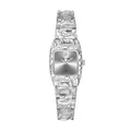 Reloj de pulsera Bee Sister vintage plateado con textura de lava y esfera cuadrada - Gris Plata