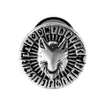 Edelstahl-Ohrplug mit einer detaillierten Wolfskopf-Gravur im silbernen Metall-Finish. - Wolfskopf Runenscheibe Stil-2 / 1.2*6mm / Antiksilber