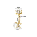 16G goldener Bauchnabelpiercing aus Edelstahl mit Blume und Schmetterling Zirkonia - 1.2*10mm / Schmetterling-Blumen-Stil / Gold (NO-2)