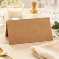Natural brown kraft paper folded wedding place card for guest seating and table names - Kraft Color