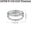 G23 Titan Septum Clicker Ring mit drei Lagen weißem Zirkonia für Piercing-Schmuck - Stahlfarbe (NO6)