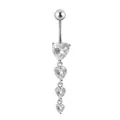 Piercing elegante para el ombligo de acero con circonitas colgantes en forma de corazón - 1.6*10mm / F-Estilo Corazón Colgante