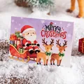 Creative Christmas greeting card with Santa and reindeer illustration design - Reindeer Sleigh Style / 11.5x8.5cm