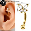 Gold G23 titanium butterfly piercing with marquise zircon stones for ear and eyebrow - Gold Butterfly Style (10-10mm)