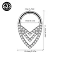 Detailed size chart of G23 titanium V-shaped septum clicker nose ring with sparkling zircons - Triple Row V-Shape Style (NO-3) / 1.2*8mm / Silver