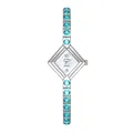 Reloj Bee Sister elegante con esfera en forma de rombo y brazalete de piedras azules - Plateado Azul