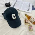 Gorra de béisbol azul marino con letra C bordada blanca para cabezas más grandes - 58-65cm (Ajustable) / Verde Oscuro