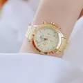Reloj clásico para mujer BS Bee Sister en acero dorado con esfera de tres ojos - Esfera Dorada Dorada