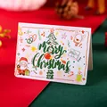 Hand-drawn style Merry Christmas greeting card featuring Santa Claus and festive illustrations - Forest Green Santa Claus Style (80178)