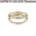 G23 Titan Septum Clicker Ring vergoldet mit weißen Zirkonia-Steinen im Pavé-Stil - Gold (NO6)