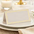Elegant white wedding place card with double gold foil border for table seating arrangements - Double-Sided Foil Single-Faced / White